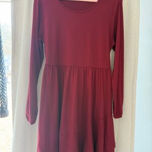 Burgundy Long Sleeve Dress